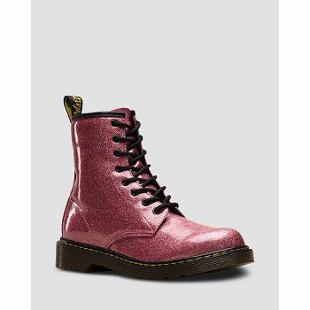 Dr Martens 1460 Glitter Lace Up - Tmavo Ruzove Cizmy Detske, DR0409